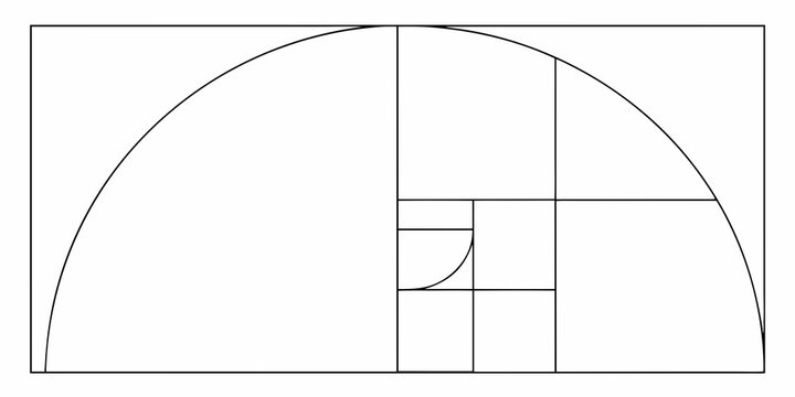Golden ratio illustration a semi circular arc within a square grid