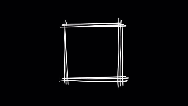 Hand-drawn animated square frame on a black background, perfect for creative projects.