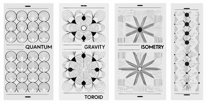 Abstract geometric patterns with text quantum gravity isometry and toroid