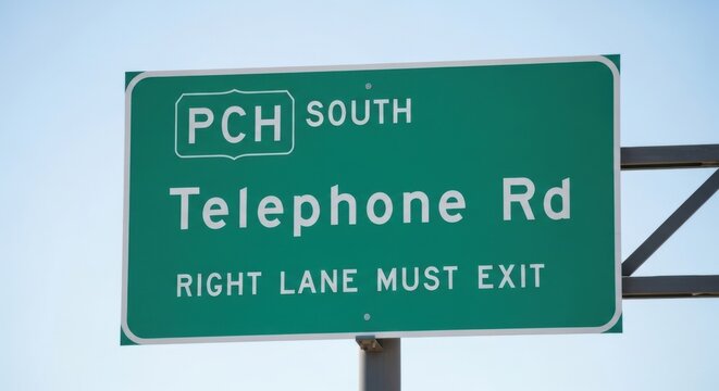 Pacific Coast Highway South Telephone Road Exit Sign Information
