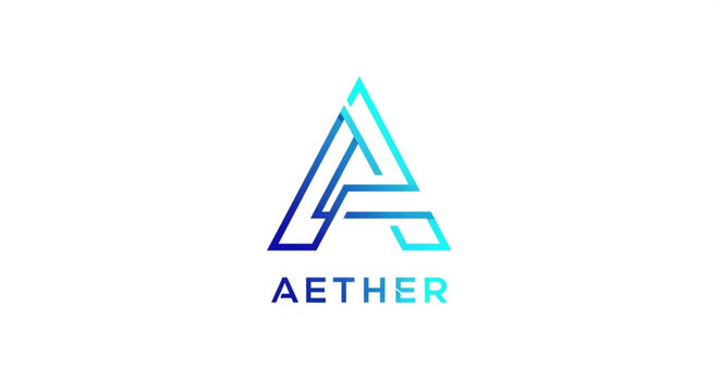 Modern Aether Logo Design with Gradient Letter A and Clean Typography.