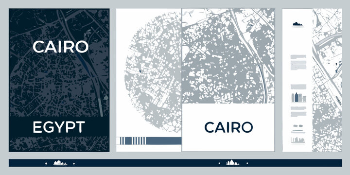 Abstract city maps of cairo egypt in a modern geometric design