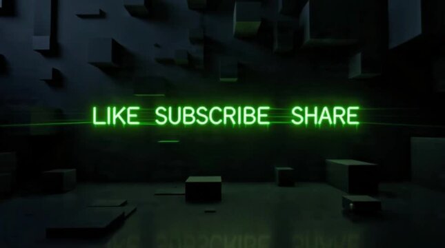 Green Neon Like Subscribe Share Social Media Call to Action