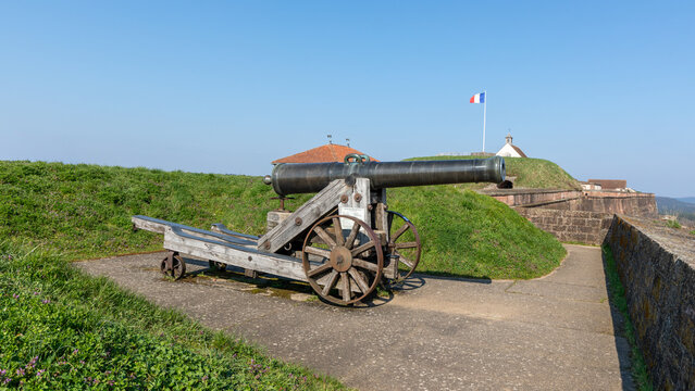 The famous old canon in the citadel of Bitche in France on March 22th 2026