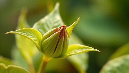 Obraz premium dowitcher. Fresh tea leaves and bud close-up, natural texture detail on botanical background. gardening catalogs, home-decor guides, designed for home decor and floral branding, celebrates nature.