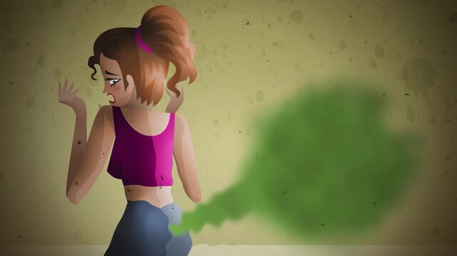 woman with stomach problems experiencing flatulence