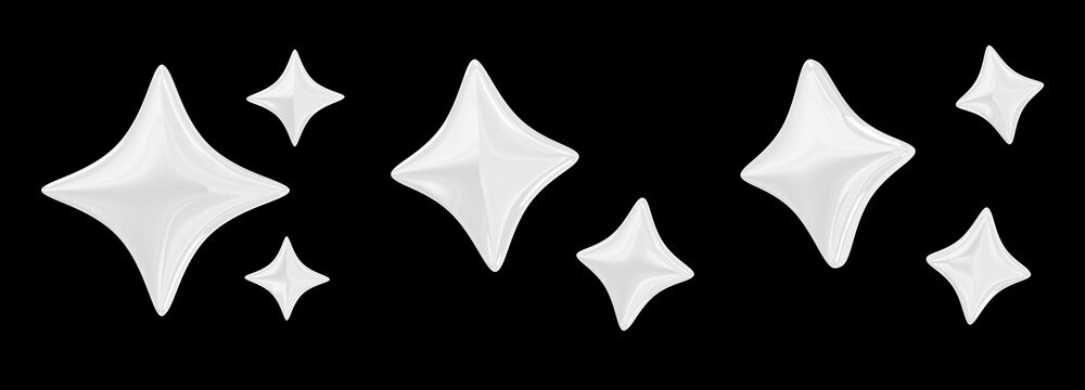 3D multiple transparent white sparkle and glass set