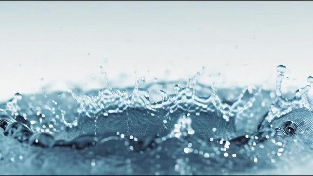 Captivating water splash in motion, creating a mesmerizing ripple effect with cool blue hues, perfect for abstract backgrounds and refreshing visuals