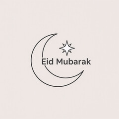 Fototapeta premium Celtic Art Eid Abstract. Line Art Icon With A Crescent Moon, Bright Star, And Abstract Digital Lines Above Eid Mubarak Text In Light