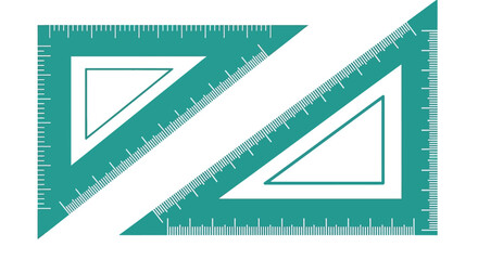Obraz premium Two teal set squares intersecting forming geometric shapes and angles