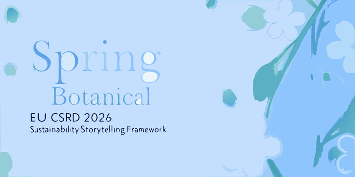 Spring botanical design with text overlay and sustainability framework details