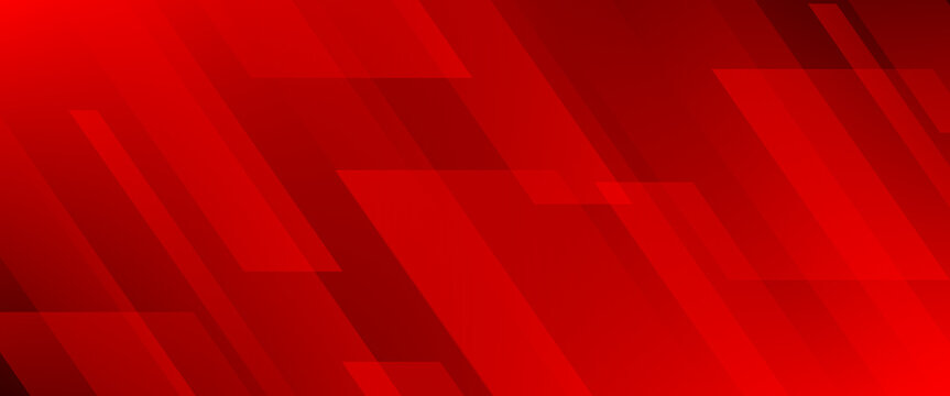 Abstract vibrant red gradient background with dynamic diagonal geometric stripes and overlapping shapes, modern technology banner and corporate graphic design texture