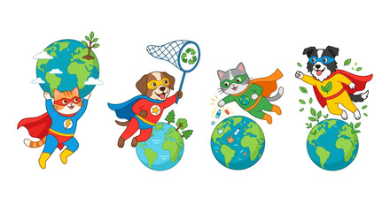 Superpowered animals protect the earth with globes and heroic efforts © Sumon
