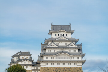 Himeji castle on suny day in autumn season. Himeji city. Japan