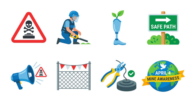 Illustrations depicting safety hazard and global awareness themes