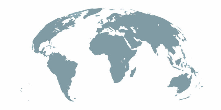 Stylized world globe illustration with continents in a muted blue tone