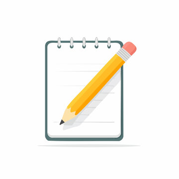 Yellow pencil with eraser on a blank lined notepad