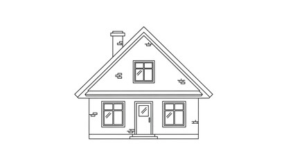 Fototapeta premium A simple line drawing of a house with a triangular roof