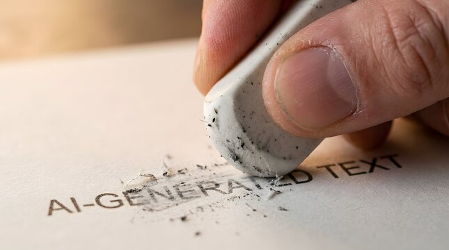 Hand erasing text on document.