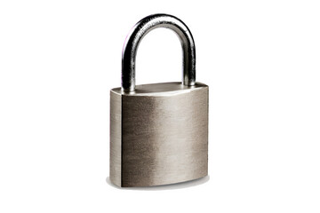 Fototapeta premium Close-up of a shiny metal padlock with its shackle raised