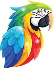 Obraz premium Colorful macaw parrot vector set with standing and flying poses tropical exotic bird illustrations