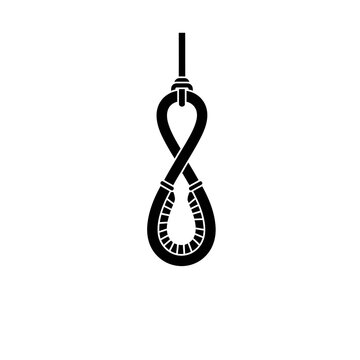 Figure-Eight Descender Silhouette: Rope Friction Device for Climbing and Rescue, Outdoor Mountaineering Safety Gear Icon.