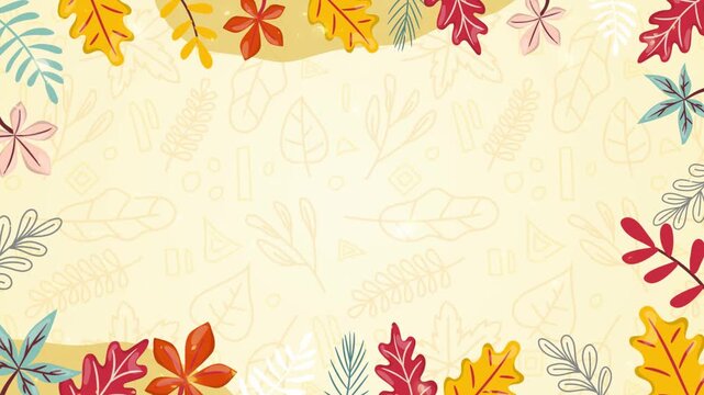 Romantic Floral Border with Autumn Leaves and Flowers for Anniversary Decoration