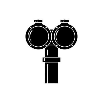 Fire Department Connection FDC Silhouette: Dual Inlet Water Pipe for Building Suppression, Industrial Engineering Safety Icon.