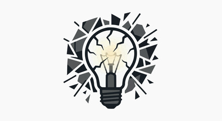 Minimalist Cracked Light Bulb Energy Crisis Logo