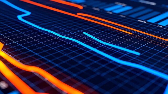 Digital line graph on grid background