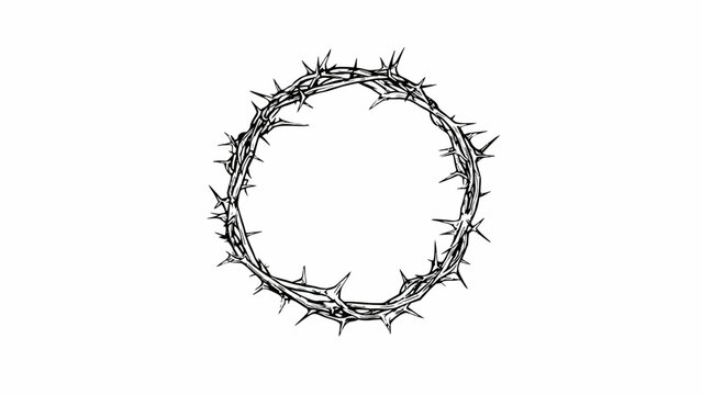 Minimal illustration of a thorny crown outline in simple line art, resembling a crown of thorns, on a clean white background.
