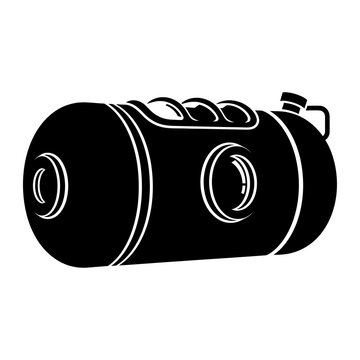Decompression Chamber Silhouette: Hyperbaric Oxygen Tank for Medical and Diving Use, Industrial Safety and Healthcare Equipment.