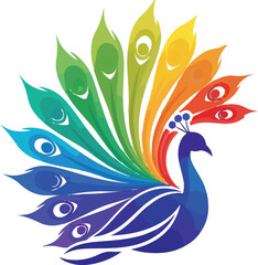 Fototapeta premium Elegant Peacock Logo Vector Design | Stylized Bird Silhouette with Decorative Feathers | Luxury Animal Symbol for Branding, Art, and Decoration
