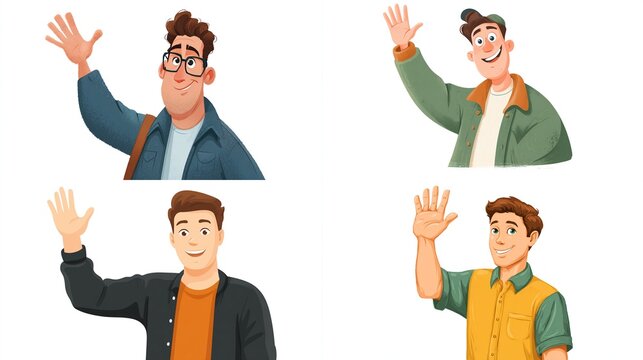Cartoon vector illustration of a man waving goodbye