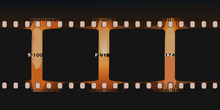 A strip of vintage super 8 film with blank frames displayed