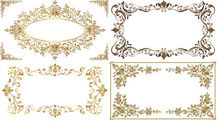 Obraz premium Gold style vector frame illustrations with decorative borders