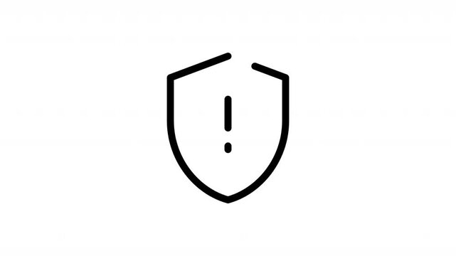 Animated shield alert icon video featuring a security warning symbol for risk detection, threat monitoring, system protection, and cybersecurity interfaces. Ideal for UI animations and security