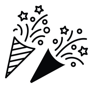 Party Horn Vector Illustration with Fireworks