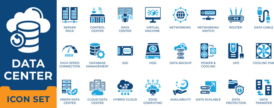 Advanced cloud computing data center and edge infrastructure vector icon se