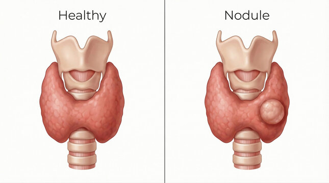 Healthy Thyroid Gland vs Thyroid Nodule Medical Anatomy