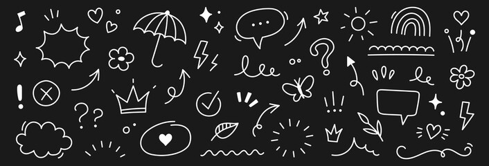 Icon cute background hand pattern drawn line flower kid element crayon. Background icon cute star child heart children cloud sketch summer cartoon school chalk text sticker paint play arrow sun color. © Максим Зайков