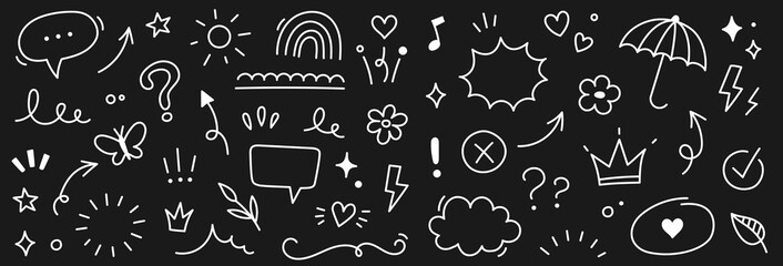 Icon cute background hand pattern drawn line flower kid element crayon. Background icon cute star child heart children cloud sketch summer cartoon school chalk text sticker paint play arrow sun color. © Максим Зайков