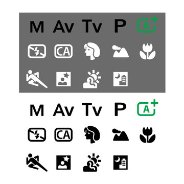Digital camera mode dial icon symbol. Editable EPS 10 vector illustration.