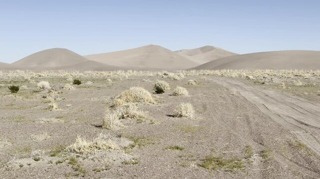 Desert Road with Sand Dunes Near Beatty Nevada