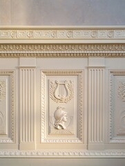 Obraz premium Classical Architectural Relief with Lyre and Helmeted Bust