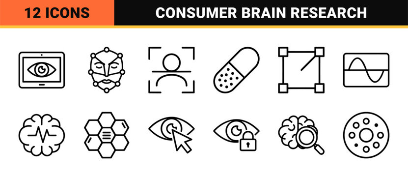 Advanced Neuromarketing and Biometric Research Linear Design. Minimalist Monoline Geometric Art for Consumer Behavior Analytics.