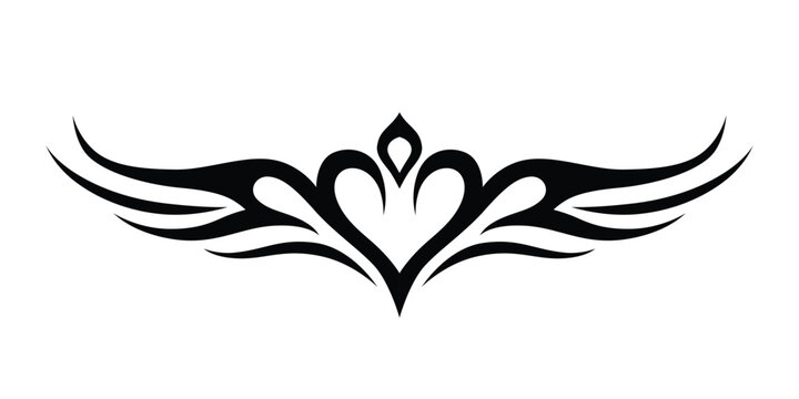 tribal tattoo for lower back, shoulder or chest. Vector frame border pattern ornament decor black on white background