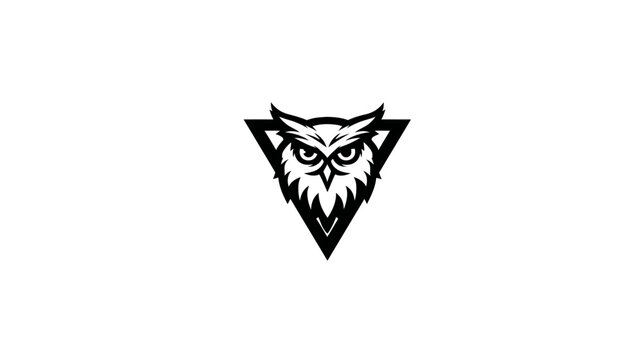 A simple, symmetrical illustration of a bird of prey within an inverted triangle on a white background