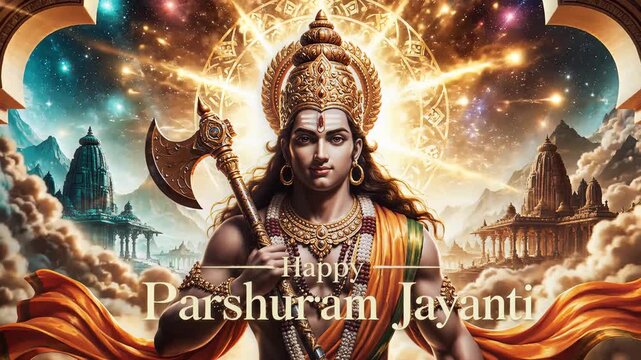 Lord Parshuram holding sacred axe in heaven for Parshuram jayanti