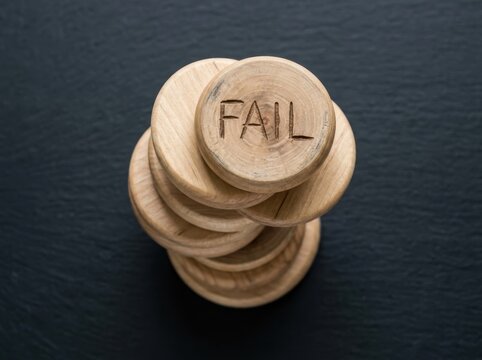 A Precarious Pile of Wooden Discs Demonstrates the Concept of Failure